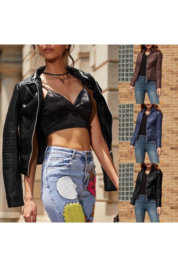 Faux Leather Jacket Women Detachable Hooded Motorcycle Bomber Jackets Zip Up Long Sleeve PU Fall Winter Coat Black,XXL