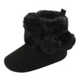 thumbnail image 1 of Juebong First Walker Baby Boys Girls Shoes Infant Toddler Winter Warm Footwear Bowknot Newborn Prewalker Boots,Black Size 5 M, 1 of 9