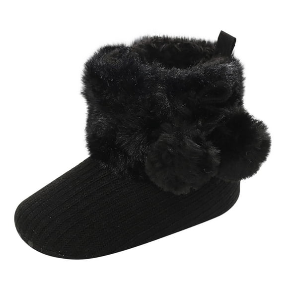 Juebong First Walker Baby Boys Girls Shoes Infant Toddler Winter Warm Footwear Bowknot Newborn Prewalker Boots,Black Size 5 M