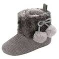 thumbnail image 1 of Juebong First Walker Baby Boys Girls Shoes Infant Toddler Winter Warm Footwear Bowknot Newborn Prewalker Boots,Gray Size 5 M, 1 of 9