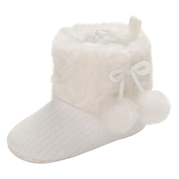 Juebong First Walker Baby Boys Girls Shoes Infant Toddler Winter Warm Footwear Bowknot Newborn Prewalker Boots,White Size 5 M