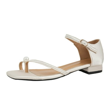 Juebong Flat Sandals for Women Dressy - Gladiator Strap Sandals - Fisherman Thong Cross Strappy Sandal - Low Wedge Sandals