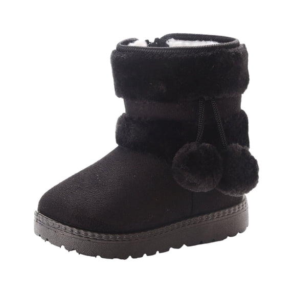 Juebong Girls Boys Warm Winter Boots Kids Outdoor Snow Boots(Toddler/Little Kid) Black Boots 1.5 US Kid's