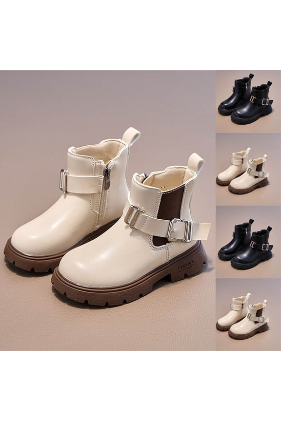 Girls Boots Side Zipper Ankle Booties Comfort Shoes for Toddlers Little Big Kids Beige,26