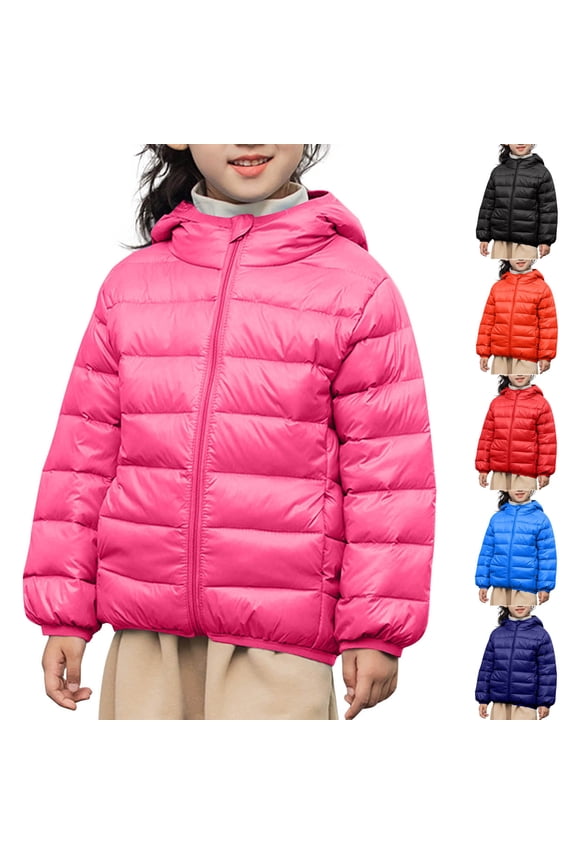 Girls Puffer Jacket, Lightweight and Packable Winter Coats for Girls Cute Warm Padded Down Jackets Bubble Puffer Coat Orange,6-7Years