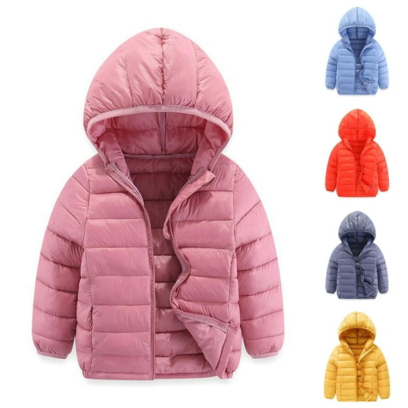 Juebong Girls Winter Coat Kids Puffer Jacket Lightweight Hooded Packable Quilted Coats Outerwear Padded Down Coats 3-16 Years Orange,110