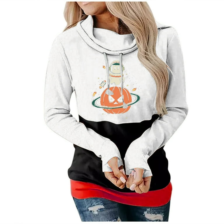 Color block top drawstring hooded sweatshirt