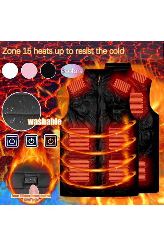 Heated Vest for Women Sleeveless Lightweight 15-Zone Electric Heating Vests Unisex Warm Jackets Winter Outdoor Hunting Skiing Camping (No Battery Included) Pink,S