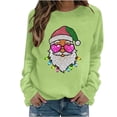 thumbnail image 1 of Juebong Holiday Funny Graphic Tops for Women Family Christmas Tree Santa Lights Print Pullover Crewneck Long Sleeve Shirts Lightweight Matching Sweatshirt, 1 of 5
