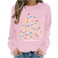 thumbnail image 1 of Juebong Holiday Funny Graphic Tops for Women Family Christmas Tree Santa Lights Print Pullover Crewneck Long Sleeve Shirts Lightweight Matching Sweatshirt, 1 of 5