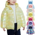thumbnail image 1 of Juebong Hooded Puffer Jacket for Girls Winter Down Coat Metallic Shiny Padded Outerwear for Toddler Kids 12 Months-5 Years Yellow,2 Years, 1 of 5
