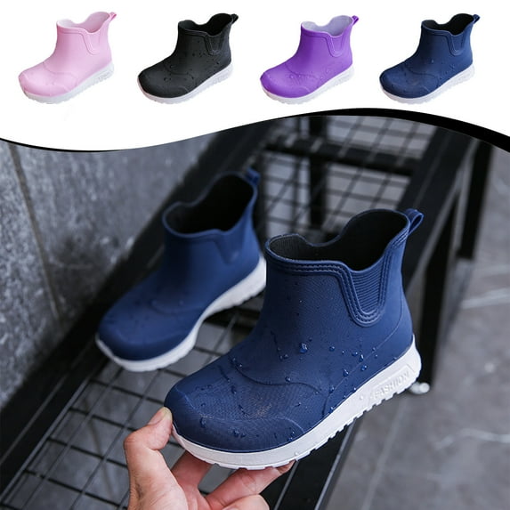 Juebong Kids Rain Boots Boys Girls Lightweight Boots Waterproof Easy On Outdoor Playing Rain Boot Purple,25