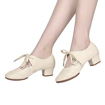 Juebong Lady Style Shallow Mouth Modern Dance Latin Dance Square Dance Shoe Low Top Soft,Beige Size 7.5