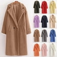 thumbnail image 1 of Juebong Long Faux Fur Coats for Women Sherpa Jackets Fuzzy Fleece Warm Teddy Cozy Sweaters Winter Long Sleeve Shaggy Lapel Overcoat Pink,L, 1 of 6