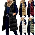 thumbnail image 1 of Juebong Long Puffer Vest Women 2025 Winter Warm Quilted Sleeveless Vests Puffy Zip Up Lightweight Hooded Gilet Coat Outerwear Army Green,XXL, 1 of 8