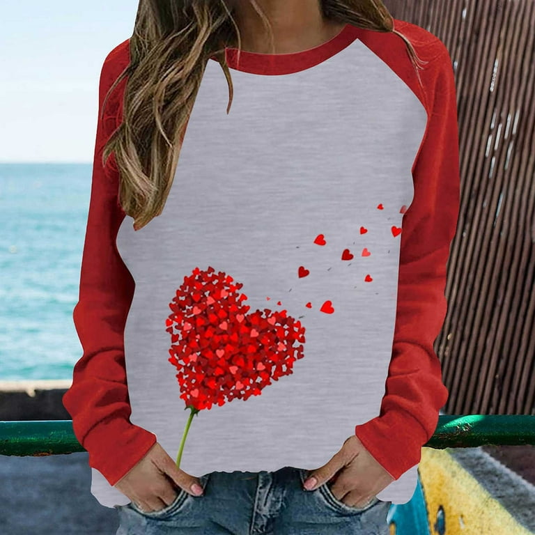 Juebong Love Sweatshirt Love Sweater Valentine's Day Gift for Her