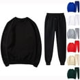 thumbnail image 1 of Juebong Men 2 Piece Casual Outfits Crewneck Solid Plain Sweatshirt Tracksuit & Elastic Waist Jogger Sweatpants Sweatsuit Set Blue,XXXXL, 1 of 5