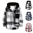 thumbnail image 1 of Juebong Men Casual Patchwork Plaid/Checked Hoodies Spring Fall Thin Coats Fashion Hooded Button Long Sleeve Flannel Shirts Black,L, 1 of 7