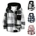thumbnail image 1 of Juebong Men Casual Patchwork Plaid/Checked Hoodies Spring Fall Thin Coats Fashion Hooded Button Long Sleeve Flannel Shirts Black,XL, 1 of 7