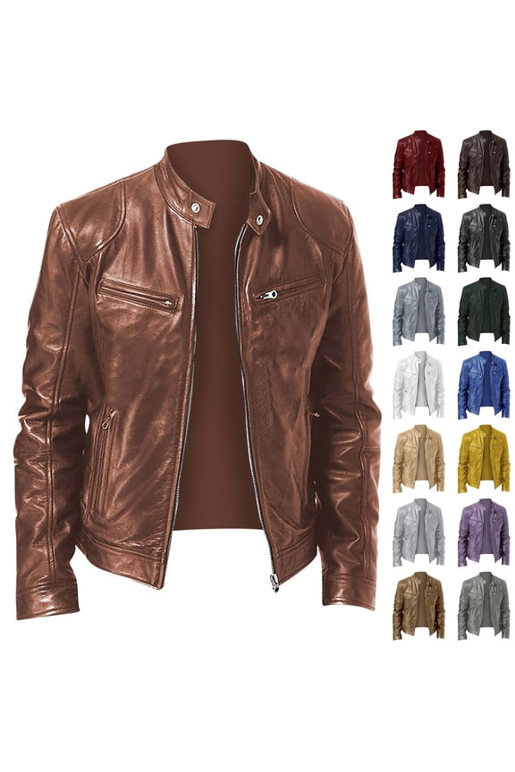 Men Motorcyle Leather Jacket Zip-Up Slim Fit Windbreaker Faux Leather Jackets Lightweight PU Vintage Biker Coat 2025 White,S