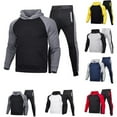thumbnail image 1 of Juebong Men Sweatsuits Sets Sweatsuit 2 Piece Color Block Set Long Sleeve Casual Tops Pants Pocketed Outfits with Hood 2025 Red,XL, 1 of 6