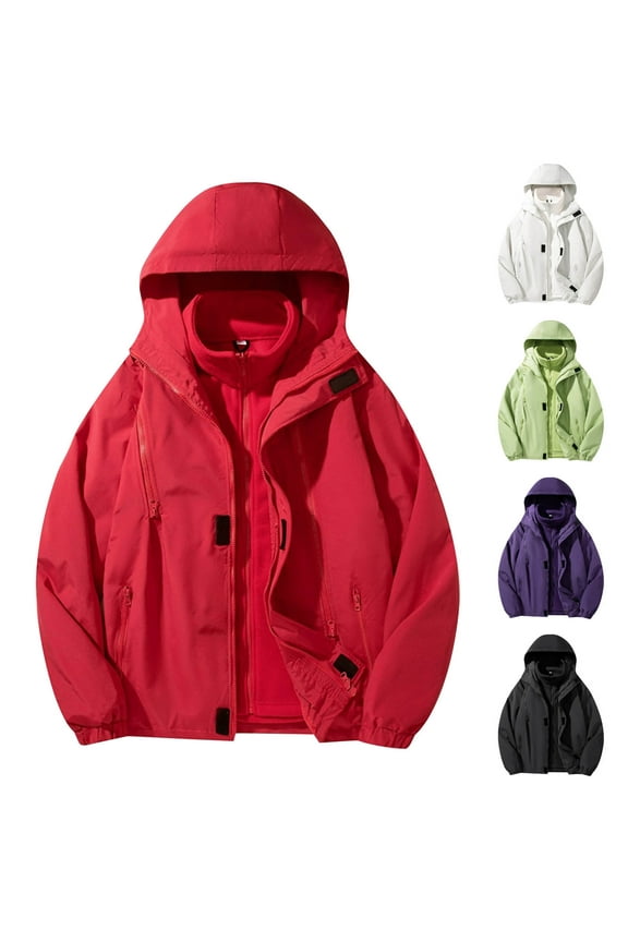 Men Waterproof 3-in-1 Ski Jacket, Warm Mountain Windbreaker Snow Rain Jackets Winter Coat Puffer Jacket with Pockets Green,M