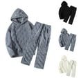 thumbnail image 1 of Juebong Men's 2 Piece Tracksuit Sets Fashion Checked Pattern Fleece Fuzzy Hooded Sweatshirt and Soft Comfortable Pants Sets Gray,L, 1 of 6