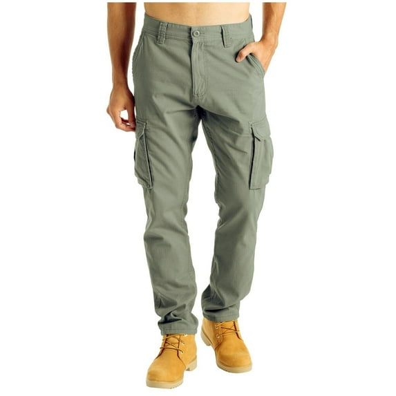 Juebong Men's and Big Men's Pants Outdoor Work Wear for Men Solid Casual Button Zipper Multiple Pockets Outdoor Straight Type Fitness Pants Cargo Pants Trousers, Gray,L
