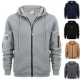 thumbnail image 1 of Juebong Men's Cargo Full Zip Hoodies Fashion Solid Color Long Sleeved Jacket Casual Workout Gym Blouse Loose Trendy Pocket Dark Gray,XL, 1 of 6