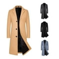 thumbnail image 1 of Juebong Men's Casual Trench Coat Slim Fit Notched Collar Mid Long Jacket Overcoat Single Breasted Pea Coat wih Pockets 2025 Dark Gray,XL, 1 of 6