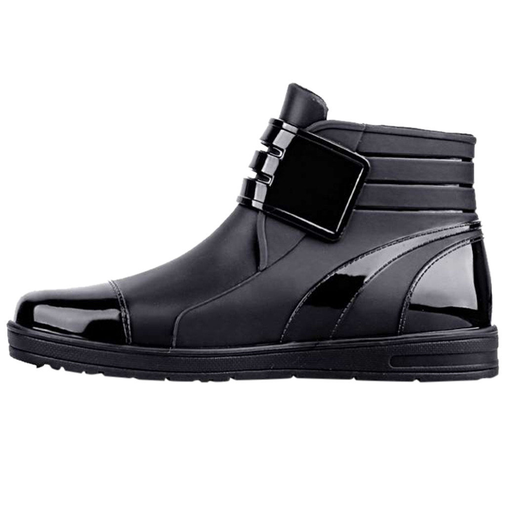 Juebong Men's Fashion Rain Boots Low To Help AntiSlip Solid Color Waterproof Boots,Black Size
