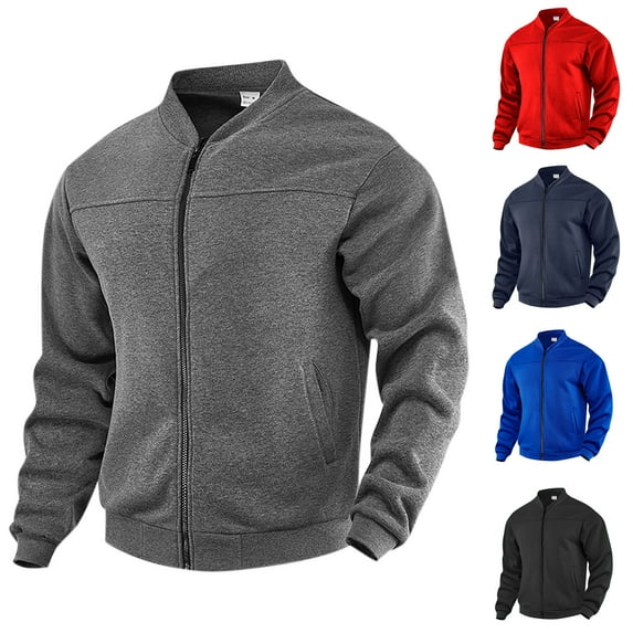 Juebong Men's Fleece Jackets Full Zip Up Lightweight Jacket Casual Stylish with Pockets for Outdoor Office 2025 Fall Fashion Blue,S