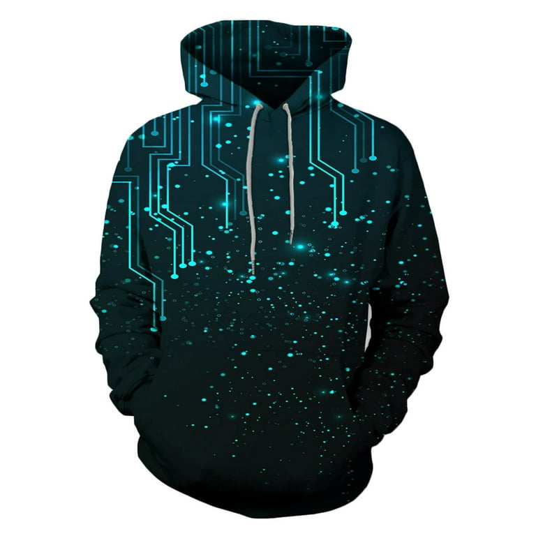 Juebong Men's Geometric Graphic Print Pullover Hoodie
