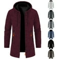 thumbnail image 1 of Juebong Men's Long Cardigan Hoodies Full-zip Fleece Lined Sweaters Knit Regular Fit Casual Sweater Hooded Coat wiht Pockets Navy,M, 1 of 5