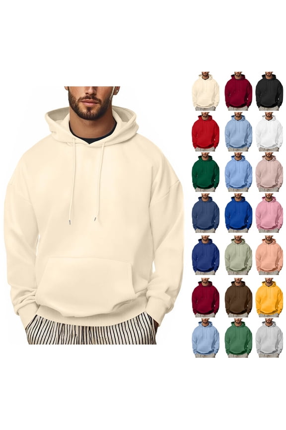 Men's Pullover Hoodies Thermal Lightweight Sweatshirt Outdoor Athletic Tops Hoodie with Ribbing Edge, 5X-Large, Black