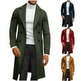 thumbnail image 1 of Juebong Men's Slim Fit Trench Coat Notched Collar Wool Blend Long Overcoat Double Breasted Winter Jacket with Pockets 2025 Navy,XL, 1 of 6