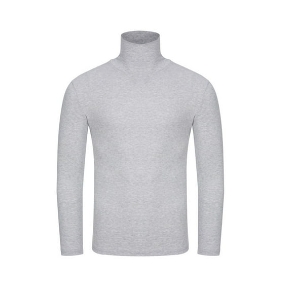 Juebong Men's Turtleneck Long Sleeve Outwear Sweatshirt Stretch Athletic Colour Stretch Slim Fit Basic Top Blouse,Gray,XXL