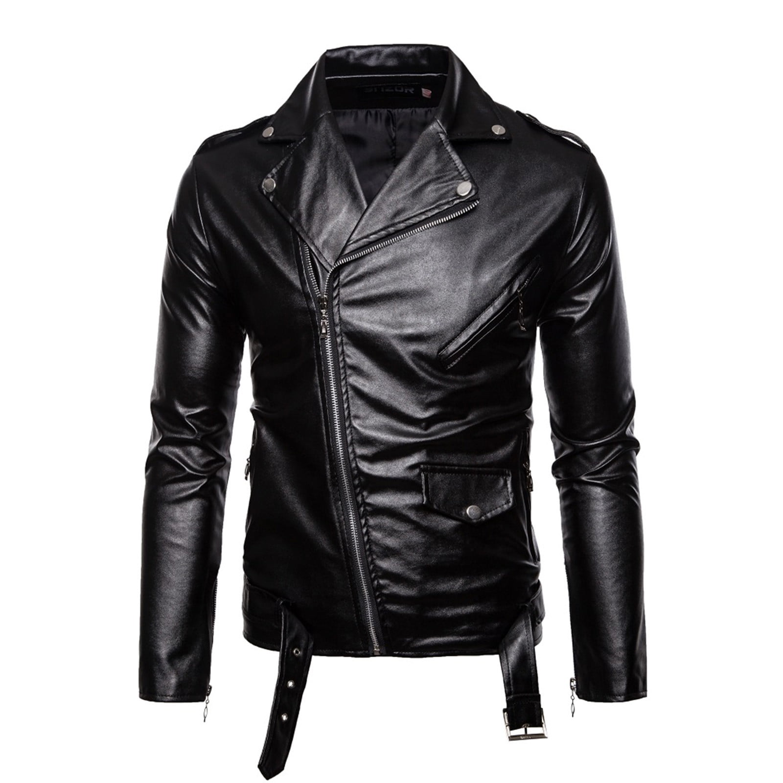 Juebong Dressy PU Leather Jacket for Boys for Men Open Front Cardigan Office Work Leather Plus Fleece Jacket Motorcycle Jacket Warm Leather Jacket Brown XXXL Walmart