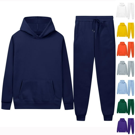 Juebong Mens Outfits 2 Piece Casual Fall Relaxed Fit Sweatshirt Trendy Baggy Sweatpants Gym Jogger Track Suits With Pockets Purple,L