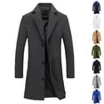 thumbnail image 1 of Juebong Mens Trench Coat Slim Fit Notched Collar Fall Winter Single Breasted Pea Coat 2025 Fashion Warm Soft Overcoat New Gray,XL, 1 of 6