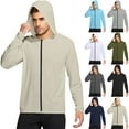 thumbnail image 1 of Juebong Mens UPF 50+ Hooded Fishing Shirts Long Sleeve Sun Protection Hoodie, Hiking Running Swimming Rash Guard Gym Fitness White,XXL, 1 of 6