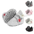 thumbnail image 1 of Juebong Newborn Baby Boy Girl Soft Booties Stay On Infant Slippers Socks Shoe Non Skid Gripper Toddler First Walkers Winter Ankle Crib Shoes Gray,0 Months, 1 of 5