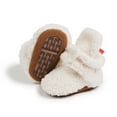 thumbnail image 1 of Juebong Newborn Baby Boys Girls Cozy Fleece Booties with Grippers Stay On Slipper Socks Infant Toddler Crib Winter Shoes White,0 Months, 1 of 4