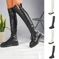 thumbnail image 1 of Juebong Over The Knee Boots Women Lug Sole Goth Low Heel Boots Stretch Round Toe Long Boots White,42, 1 of 8