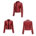 thumbnail image 1 of Juebong PU Leather Jacket for Women for Teen Girls Dressy Slim Leather Lapel Zip Motorcycle Suit Belt Coat Jacket Tops, Red, XXL, 1 of 6
