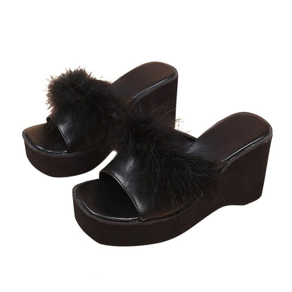 Juebong Platform Sandals for Women - Platform Wedges Sandals - Womens Slip On Platform Slides - Comfy Open Toe Platform Sandals Summer Casual Flatform Platform Wedge Slides for Women