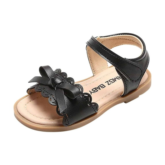 Juebong Sandals for Baby Girls Clearance Kids Girls Strappy Sandal Open Toe Summer PU leather Sandal Slip On Princess Flat Sandals Flower Shoes for Kids Size 0-12 Years