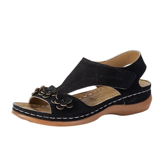 Juebong Sandals Clearance for Womens Wedge Sandals Open Toe Summer Orthopedic Sandal Beach Bohemia Comfortable Platform Outdoor Flats Shoes
