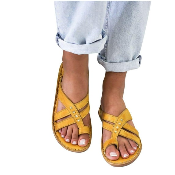 Juebong Sandals clearance Boho Slide Sandals for Women Girls Dressy Low Wedge Sandal Casual Open Toe Flat Sandals Summer Beach Slip on Sandals Platform Sandals