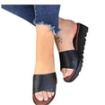 thumbnail image 1 of Juebong Sandals Boho Slide Sandals for Women Girls Dressy Low Wedge Sandal Casual Open Toe Flat Sandals Summer Beach Slip on Sandals Platform Sandals, 1 of 5